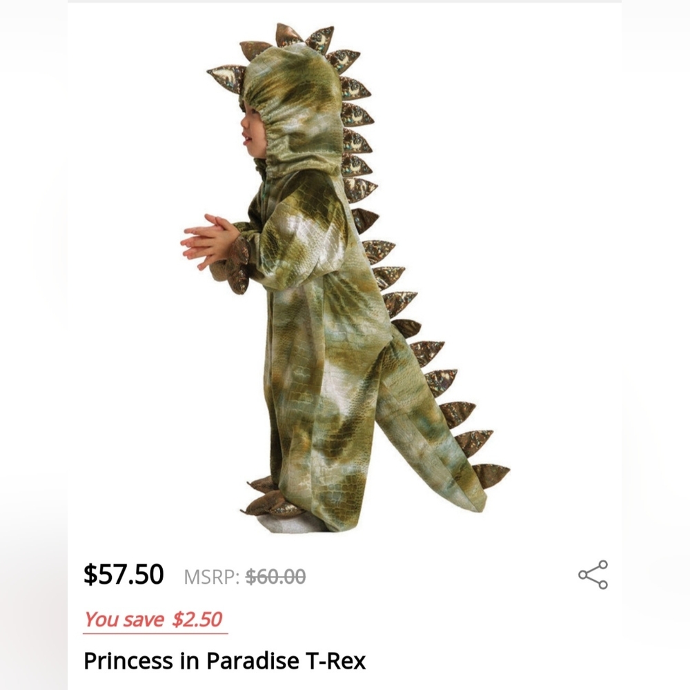 PLUSH 3D T-REX DINOSAUR COSTUME(2T-3T)